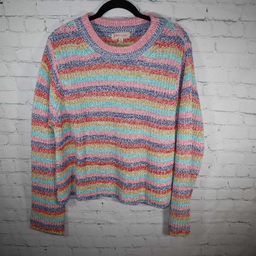SOLD Philosophy Rainbow Striped Knit Sweater Women's Size XL-NWOT